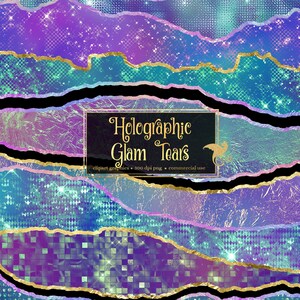 Holographic Glam Tears Clipart - glitter and foil metallic luxury ripped edge borders in png format for commercial use
