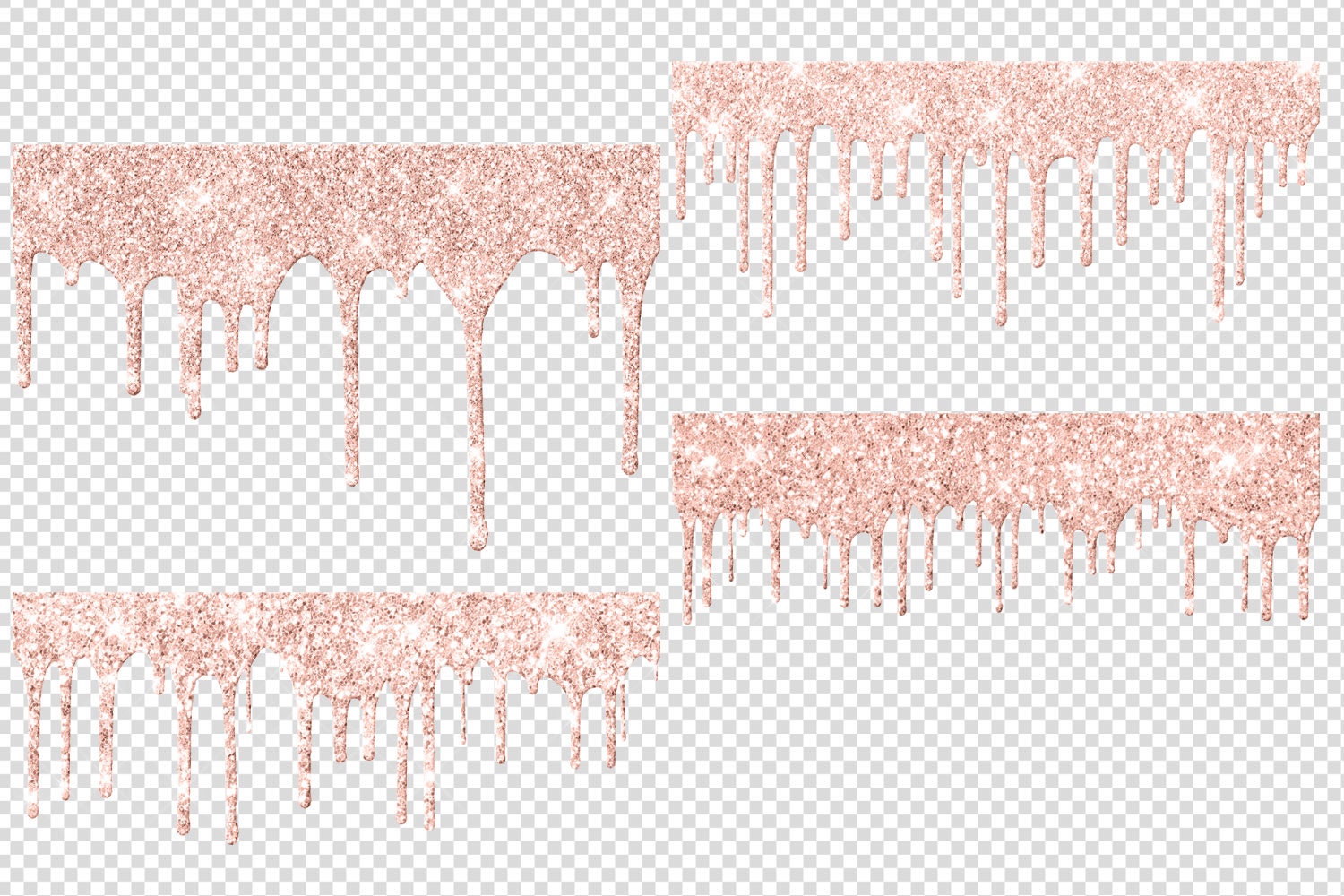 Blush Glitter Drips Digital Paper and Overlays in PNG Format Etsy