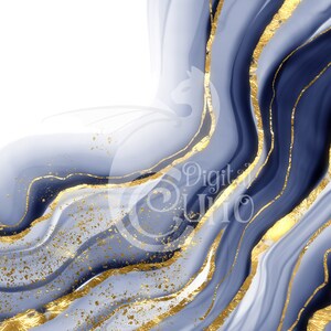 Blue Ink Geode Digital Paper, Printable Scrapbook Paper With Alcohol ...
