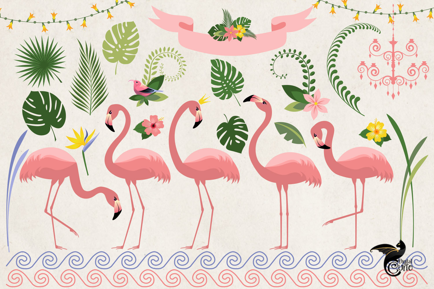 Bird clip art Summer clipart Flamingo digital download Clipart for commercial use Tropical clipart Printable flamingo Flamingo clipart