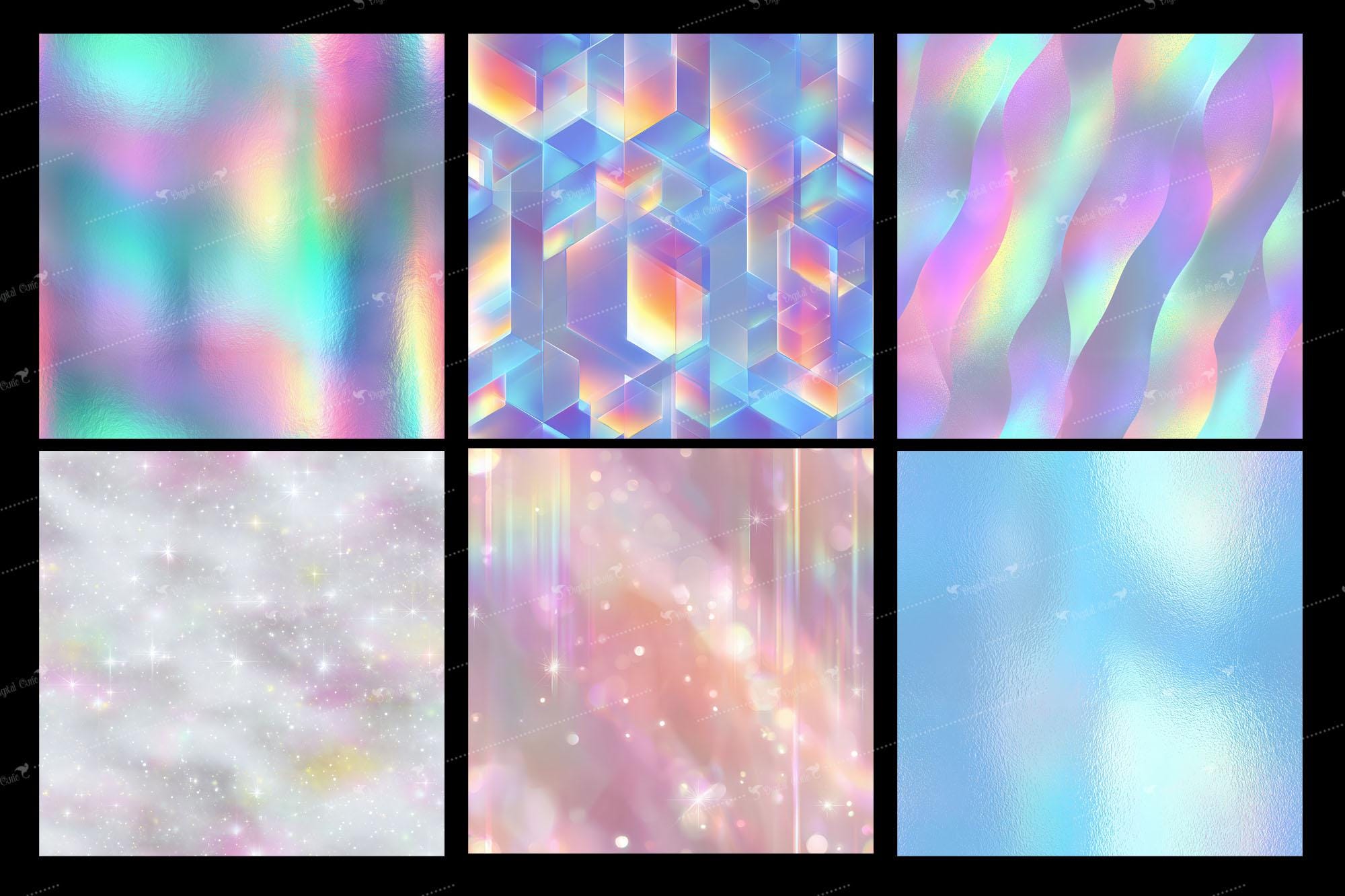 Translucent Textures Digital Paper – Seamless Pastel Rainbow Iridescent ...