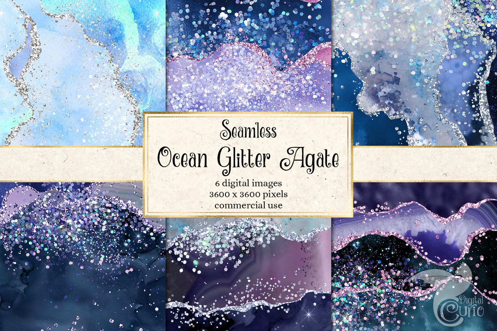 Download Ocean Glitter Agate Digital Paper seamless textures with ...
