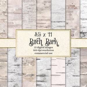 Papel Digital de corteza de abedul de 8,5 x 11, texturas de corteza de abedul, papel de álbum de recortes imprimible de decoración rústica de boda de árbol de abedul blanco, texturas de corteza de abedul