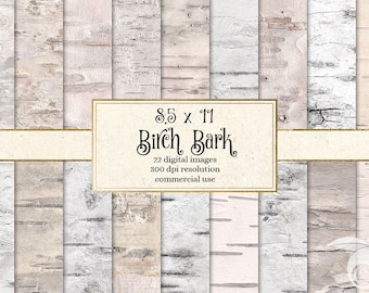 Birch Bark Digital Paper, Rustic Wedding Scrapbook (Digital Download)