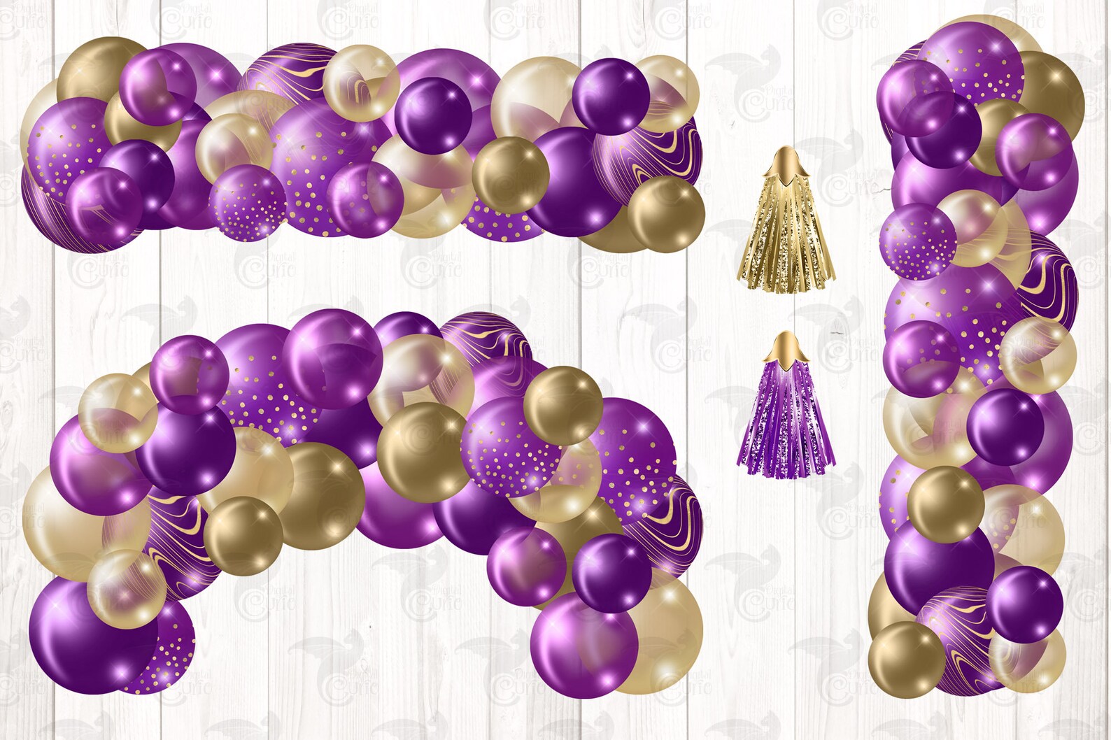 Purple and Gold Balloon Arch Clipart Balloon Png Digital - Etsy