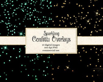 Sparkling Confetti Overlays, PNG Clipart  for Party, Wedding, Christmas confetti clip art, Graduation Invitations, gold confetti clip art