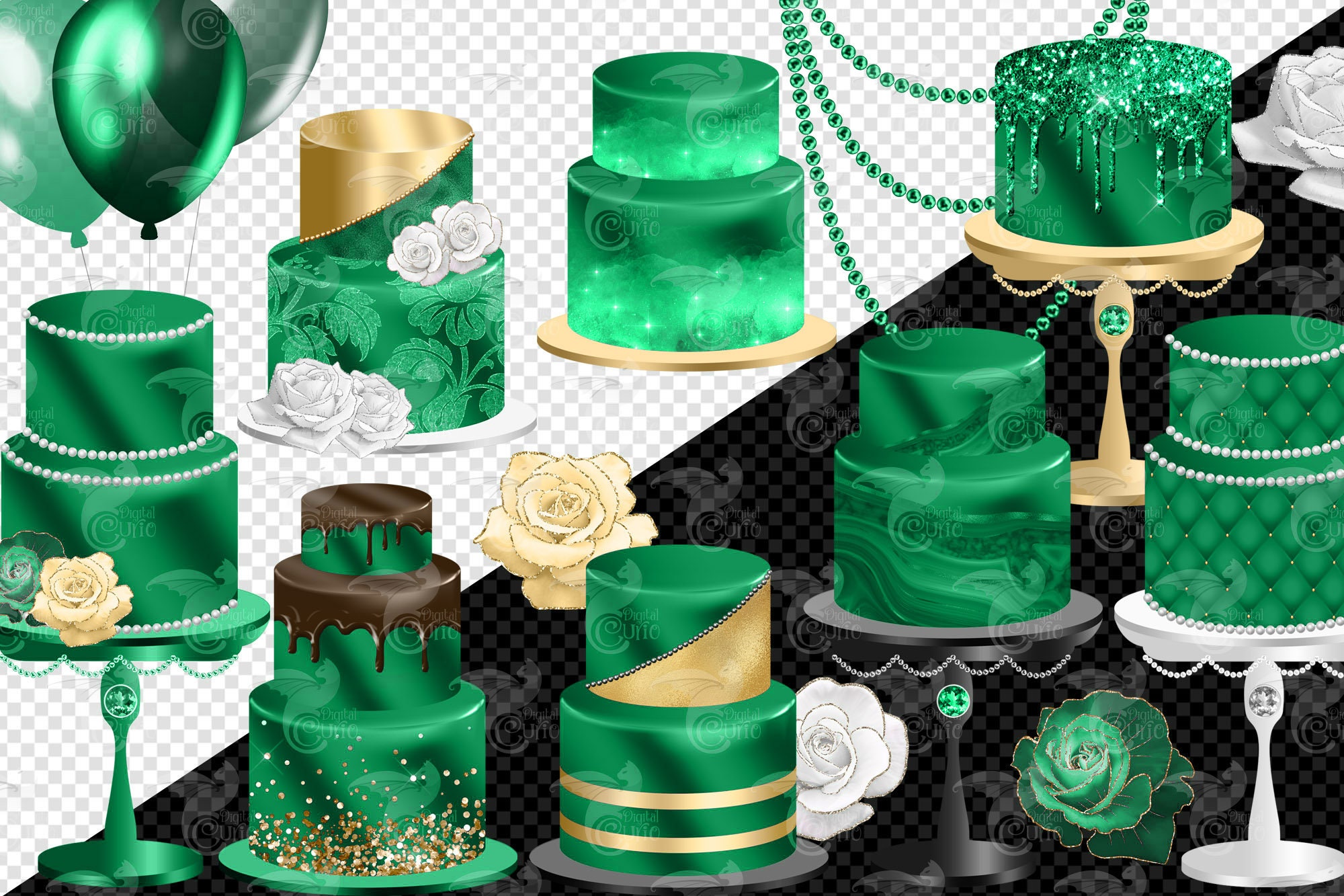 Emerald Green Cakes Clipart Digital Instant Download Cake Etsy UK