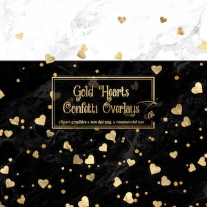 Imágenes prediseñadas de confeti de corazones dorados, adornos para álbumes de recortes (PNG)