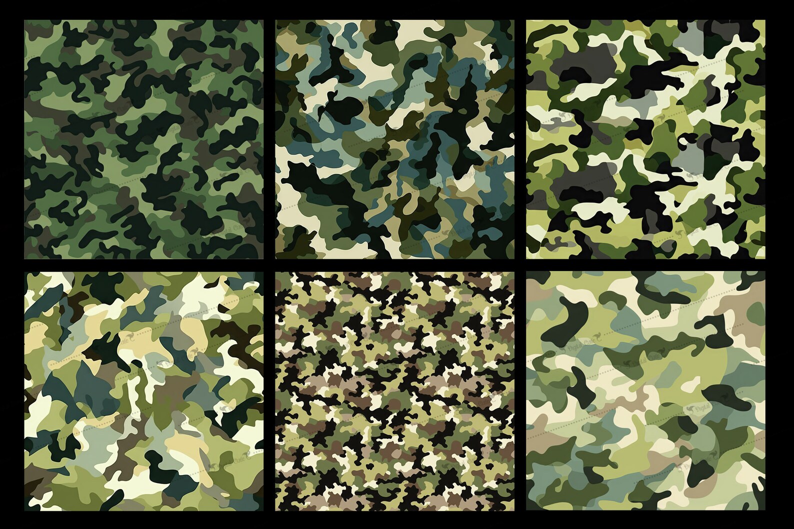 Camouflage Digital Paper, Seamless Military Camo Patterns, Instant ...