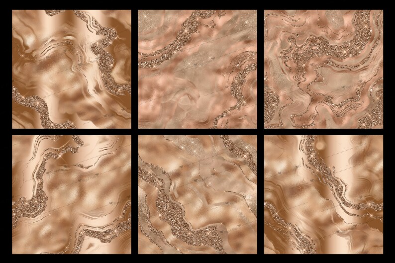 Rose Gold Glitter Agate Digital Paper, Seamless Foil Backgrounds ...