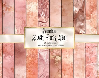Blush Pink Foil Textures, Metallic Digital Paper (Digital Download)