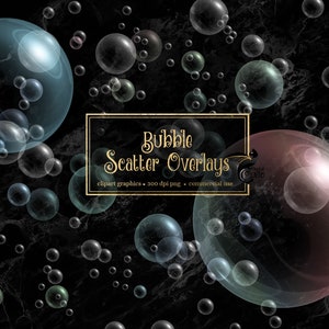 Bubble Clipart, superposiciones de fotografía digital, imágenes prediseñadas de burbujas realistas, pompas de arco iris de jabón, superposiciones de fotos, png y pinceles de photoshop