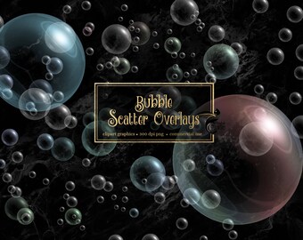 Bubble Scatter Overlays, Rainbow Soap Bubbles, PNG Clipart, Photoshop Brushes