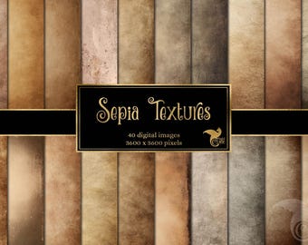 Pakiet papieru cyfrowego z teksturami sepii | Tła w stylu vintage | Zestaw tekstur w stylu grunge (do natychmiastowego pobrania)