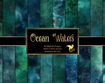 Ocean Grunge Textures – Blue Green Digital Paper (Digital Download)
