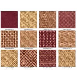 Burgundy and Gold Art Deco Digital Paper, Seamless Art Deco Patterns ...