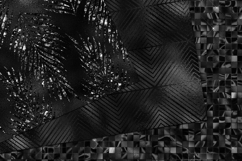 Opulent Black Digital Paper, Seamless Textures (JPG) image 4