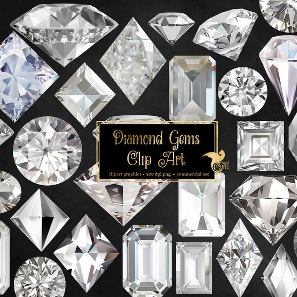 Diamond Gems Clipart - mystical magic gems, luxury diamond PNG format instant download for commercial use