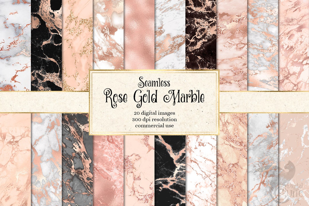 Rose Gold Marble Digital Paper Seamless Marble Textures in Etsy