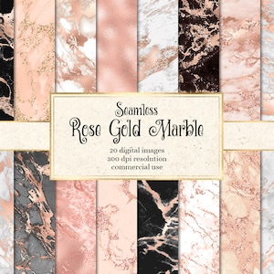 Rose Gold Marble Digital Paper, nahtlose Marmor Texturen in blush pink und weiß sofort download für kommerzielle Nutzung