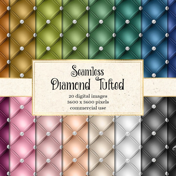 Diamond Tufted Digital Paper - Luxury Quilted backgrounds, upholstery princess scrapbook paper, printable quilting texture tufted background