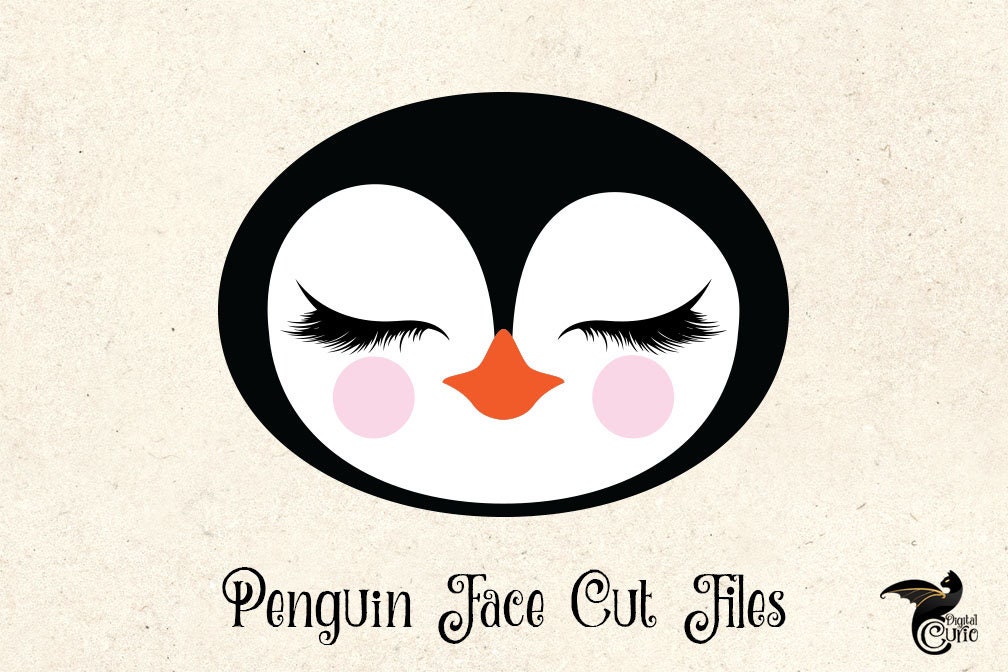 Penguin Face SVG cute penguin svg Eyelashes svg penguin Etsy