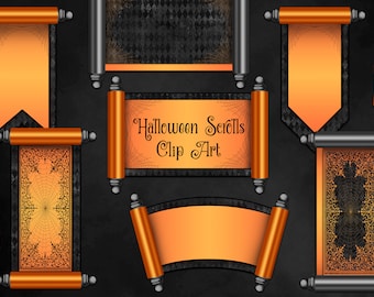Halloween Scrolls Clipart - digital tapestry clip art for magic fantasy designs instant download for commercial use