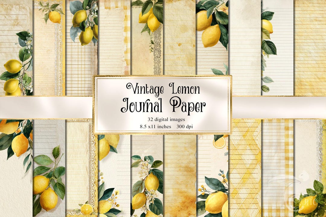Vintage Lemon Junk Journal Printables, Yellow Botanical Ephemera, Old ...