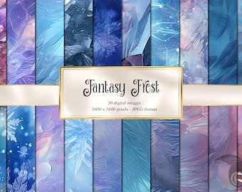 Fantasy Frost Textures - glinsterende regenboog sneeuw en ijs texturen afdrukbare achtergronden voor commercieel gebruik