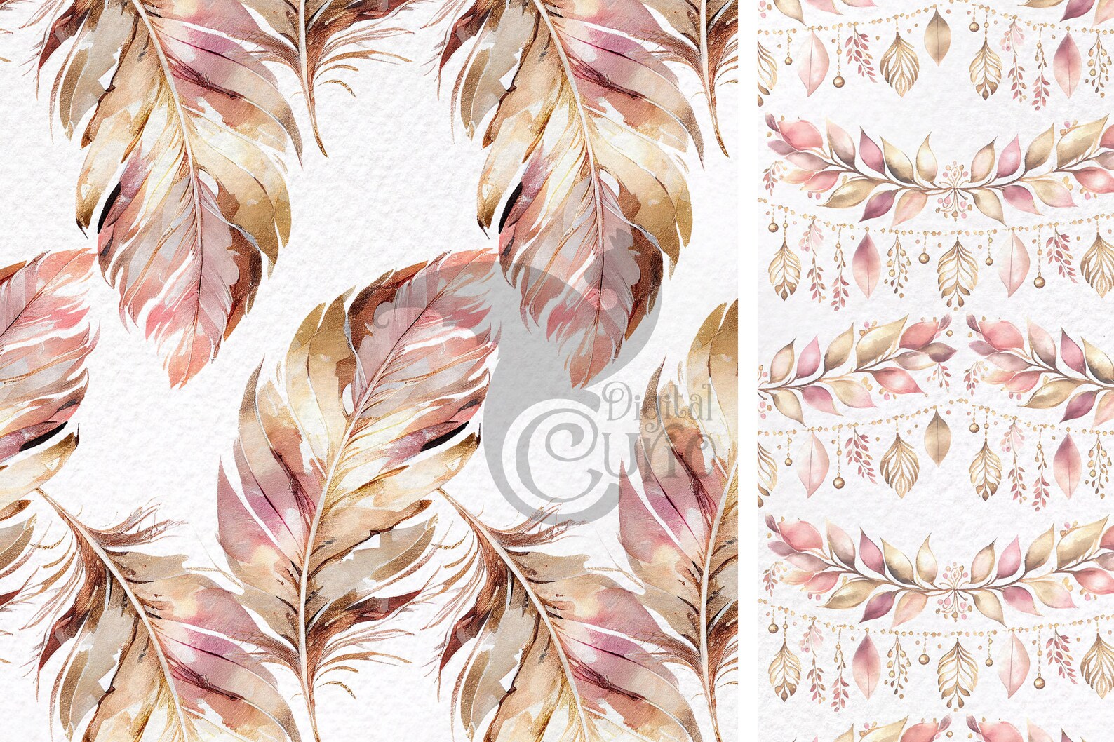 Watercolor Boho Digital Paper – Seamless Patterns, Commercial Use ...