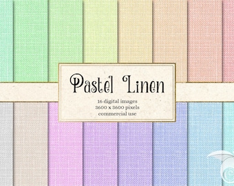 Rainbow Pastel Linen Textures, Scrapbook Paper (Digital Download)