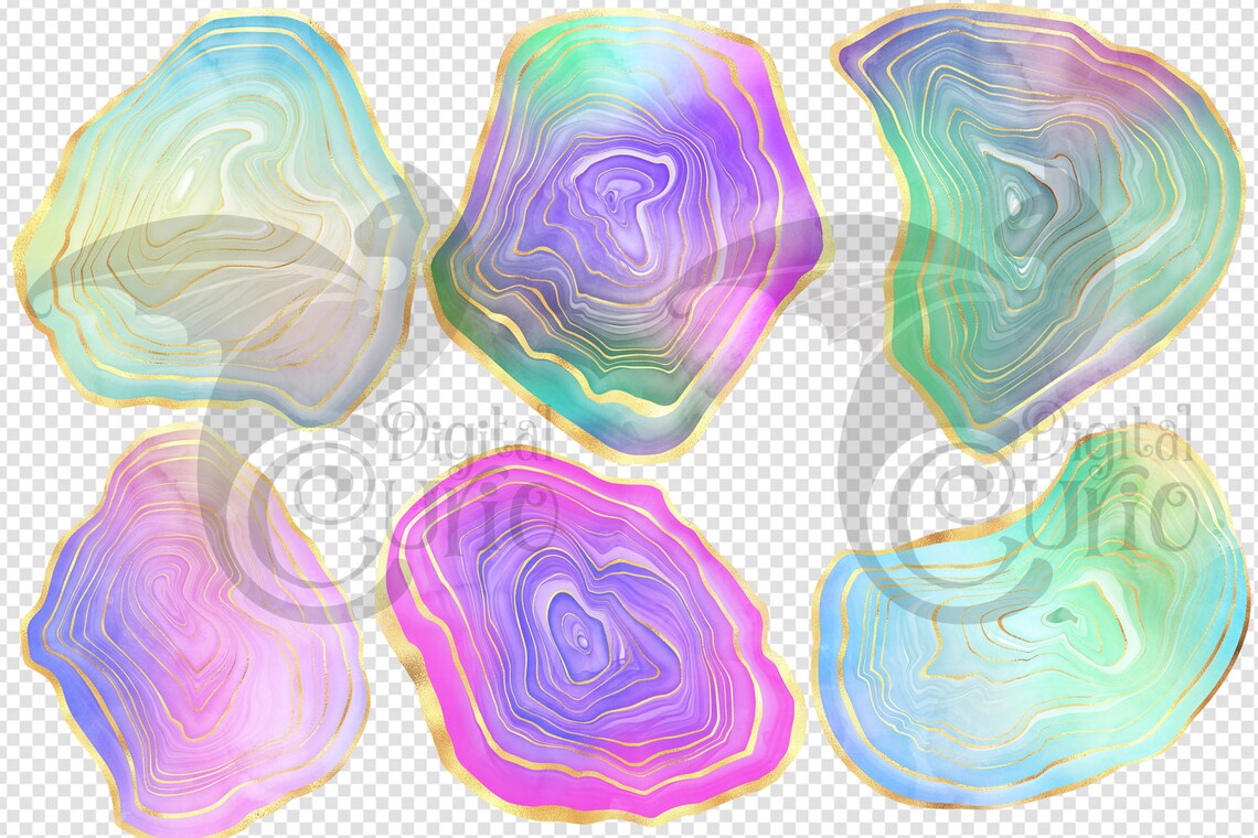 Watercolor Agate Clipart Agate Slices Geode Textures - Etsy