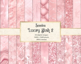 Luxury Blush Digital Paper 2, seamless peach pink sequin textures and glitter with quilted tufted backgrounds