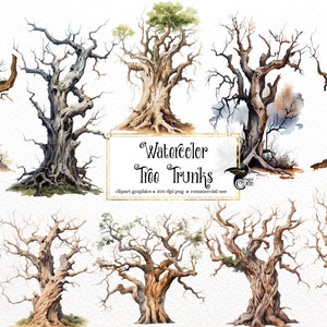 Aquarell Baumstämme Clipart - toter Baum PNG-Format sofortiger Download für kommerzielle Nutzung