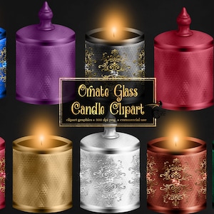 Op de afbeelding: Set van tien sierlijke glazen kaarsenhouders in verschillende kleuren met gouden ontwerpen. De kaarsen zijn aangestoken en de houders hebben een getextureerd oppervlak.