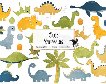 Cute Dinosaur Clipart - scrapbook printable dinosaur clip art for commercial use