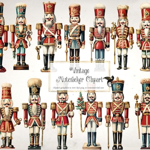 Clipart de quebra-nozes vintage - clipart antigo de Natal e férias de inverno em formato PNG, download instantâneo para uso comercial