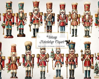 Vintage Nussknacker Clipart - Weihnachten PNG Grafiken (Digitaler Download)