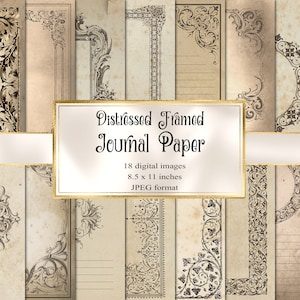 Papier de journal encadré en détresse, cahier numérique papier grunge pages de journal indésirable scrapbooking imprimable Téléchargement instantané