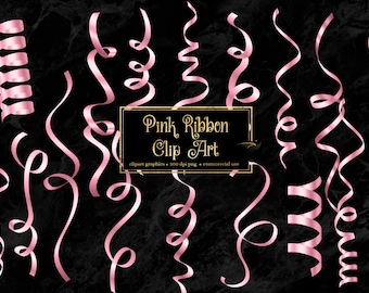 Ribbon Clip Art - pink curling ribbon in png format instant download for commercial use