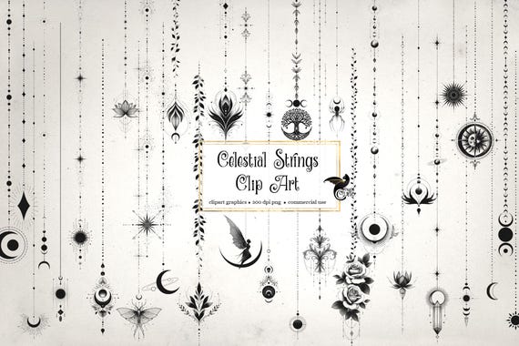 250 Celestial Strings, Illustrations and Clip Art - minimalist cosmic esoteric occult PNG logo images