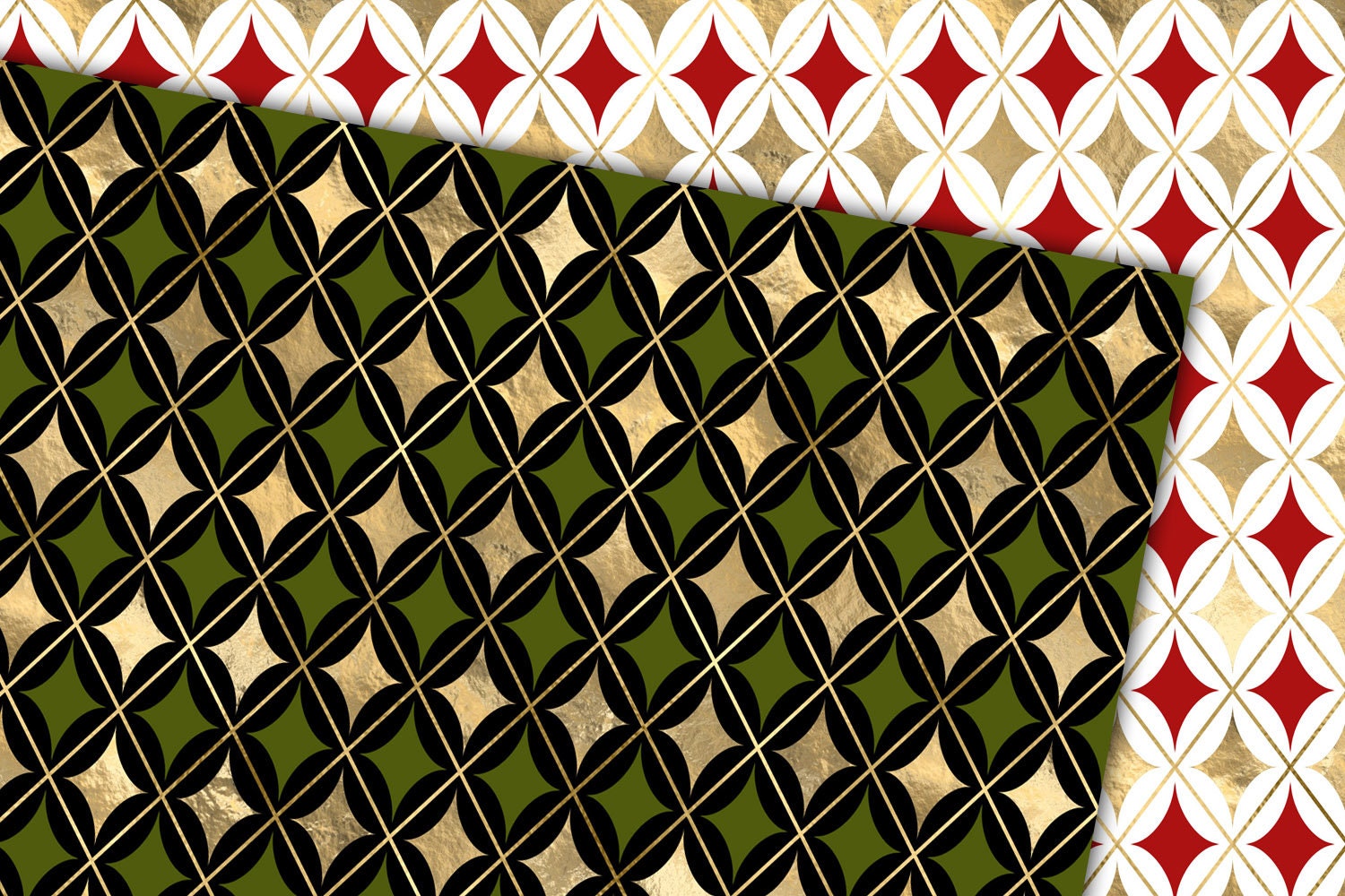 Jester's Tunic Digital Paper, Seamless Royal Diamond Patterns Printable ...