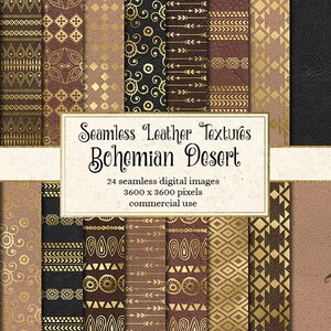 Boho Desert Digital Paper, naadloze lederen texturen, gouden boho patronen, goud folie tribale texturen, instant download commercieel gebruik