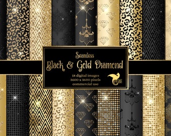 Carta digitale con paillettes a forma di diamante nero e oro, texture glitter glamour (download digitale)