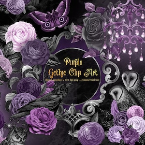 Purple Gothic Clipart - vintage dark glam clip art graphics in png format instant download for commercial use
