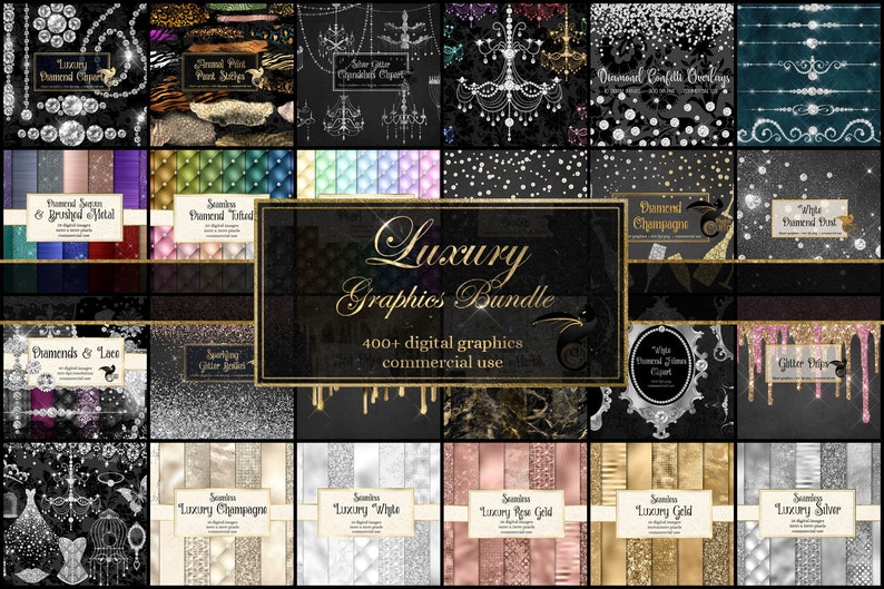 Luxury Graphics Bundle Glam Foil and Glitter Clipart and Etsy