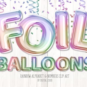 Regenbogen Folienballon Alphabet Clip Art - irisierende digitale sofortigen Download Grafiken im PNG-Format für die kommerzielle Nutzung Party-Designs