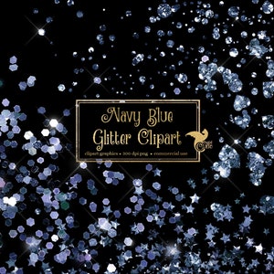 Bleu marine Glitter Clip Art superpositions - téléchargement instantané numérique paillettes clip art au format PNG pour un usage commercial