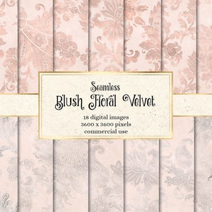 Blush Floral Velvet Digital Paper, seamless blush pink wedding digital paper textures backgrounds, floral lace wedding digital scrapbook