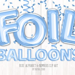 Blue Foil Balloon Alphabet Clip Art – Party Graphics (Digital Download)